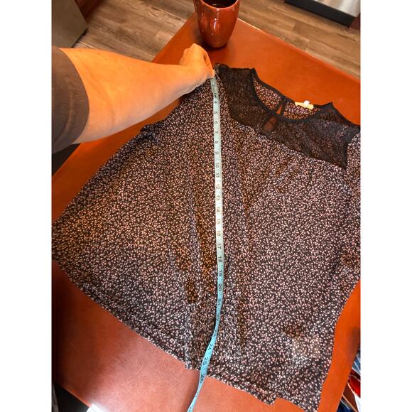 Pleione Lace Trim Chiffon Blouse Floral Cherry Blossom XL - Picture 7 of 8